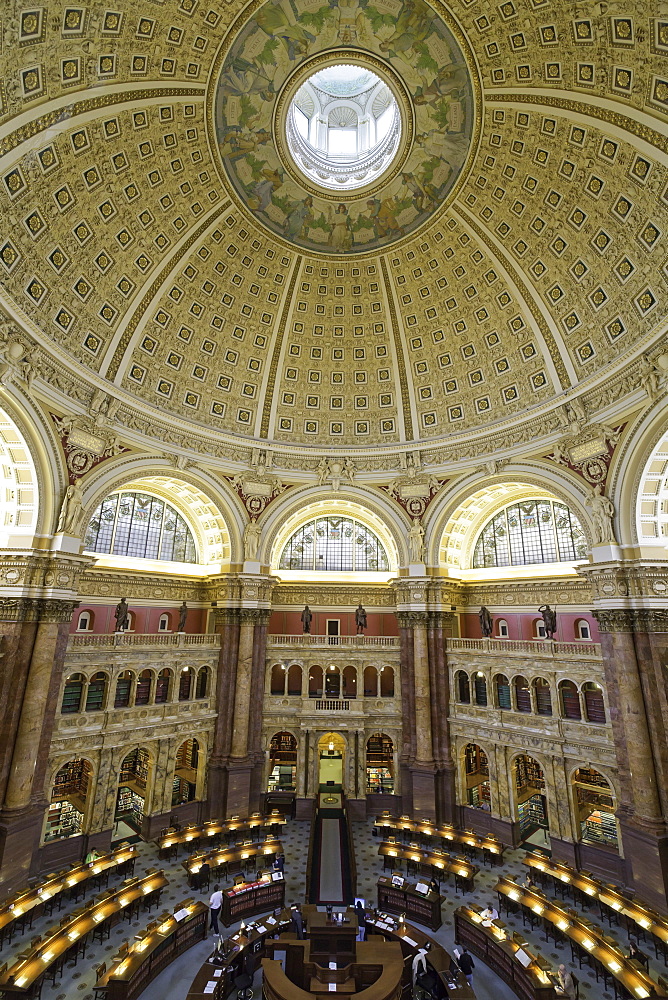 The Great Hall in the Thomas Jefferson Building, Library of Congress, Washington DC, United States of America, North America