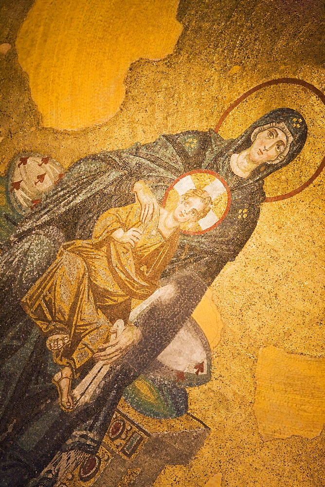 Aya Sofya (Hagia Sophia), Byzantine mosaic of Virgin Mary with infant Jesus, UNESCO World Heritage Site, Istanbul, Turkey, Europe