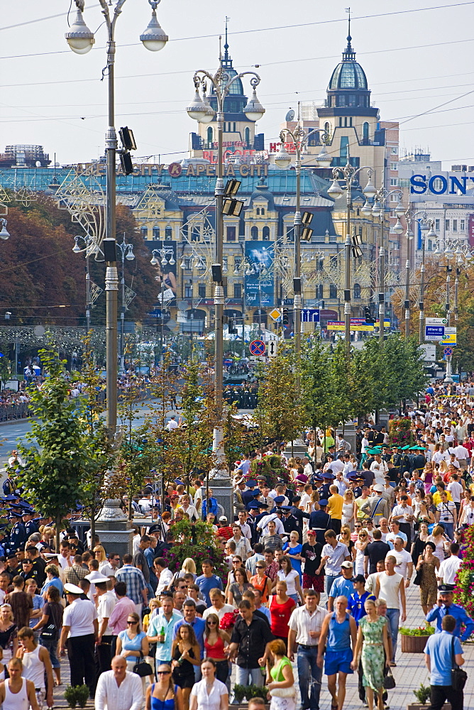 Annual Independence Day parade along Khreshchatyk Street and Maidan Nezalezhnosti (Independence Square), Kiev, Ukraine, Europe