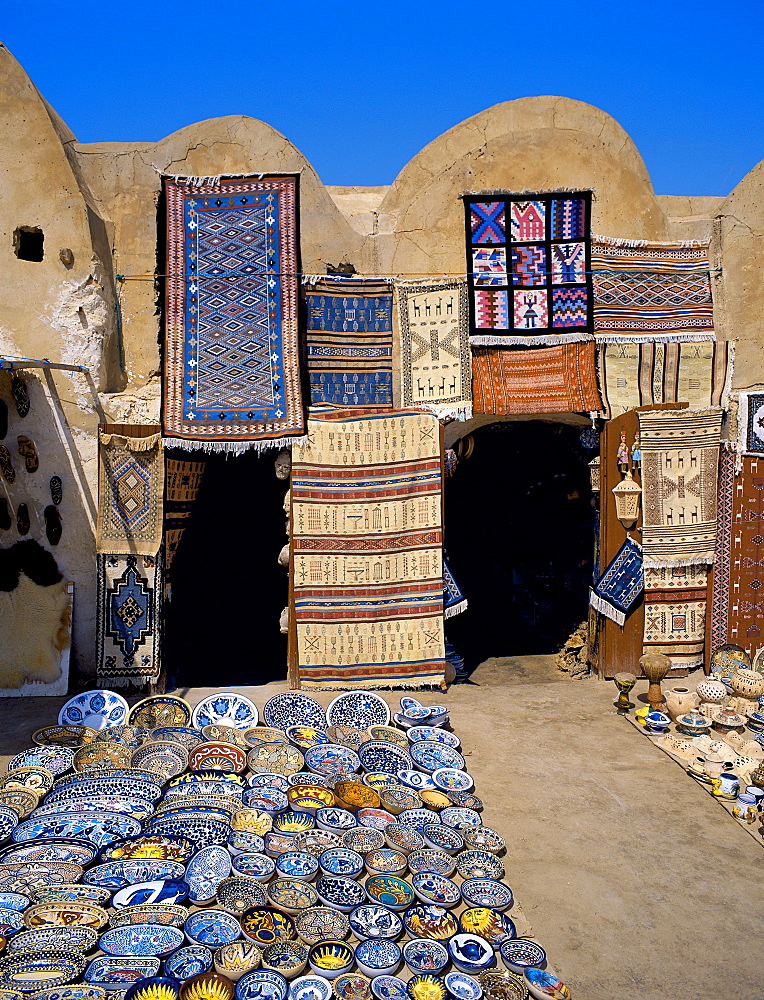 Traditional pottery and rug shop, Tunisia, North Africa, Africa