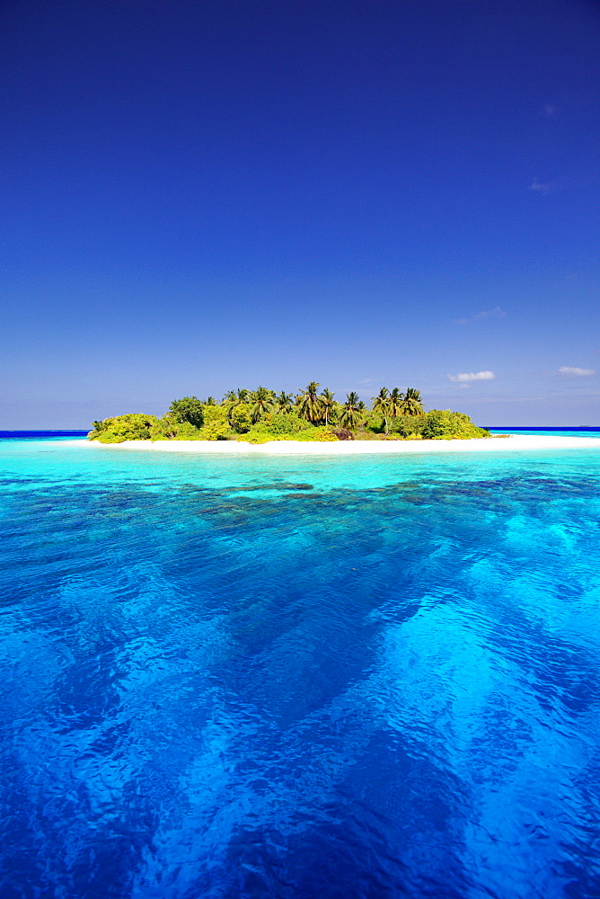 Tropical island and lagoon in Maldives, Indian Ocean, Asia