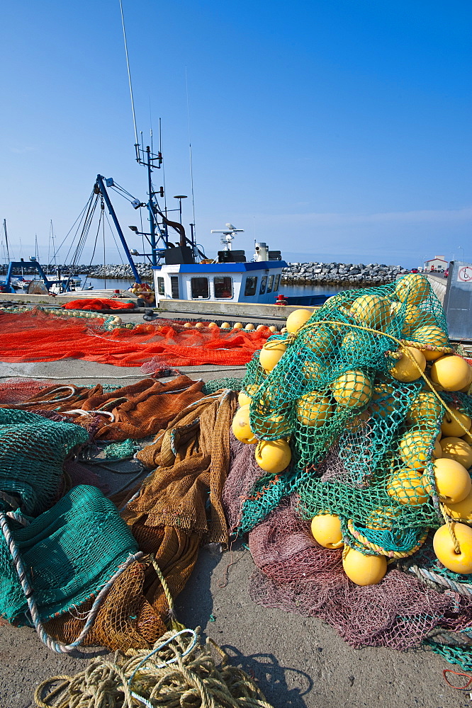 Fishing nets, Sainte Anne des Monts, Quebec, Canada, North America