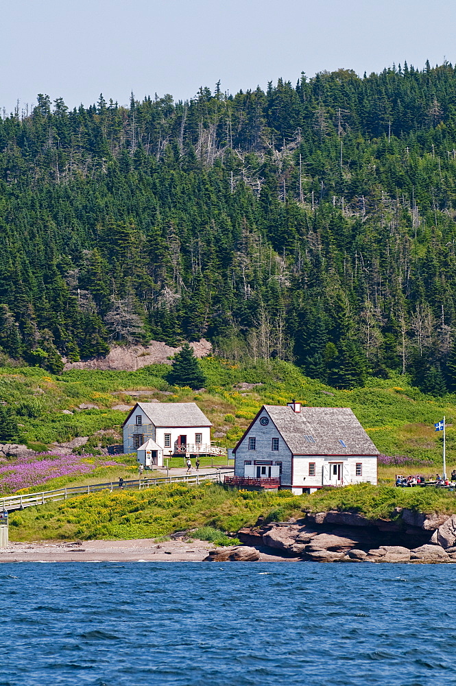 Historic settlement on Ile Bonaventure offshore of Perce, Quebec, Canada, North America