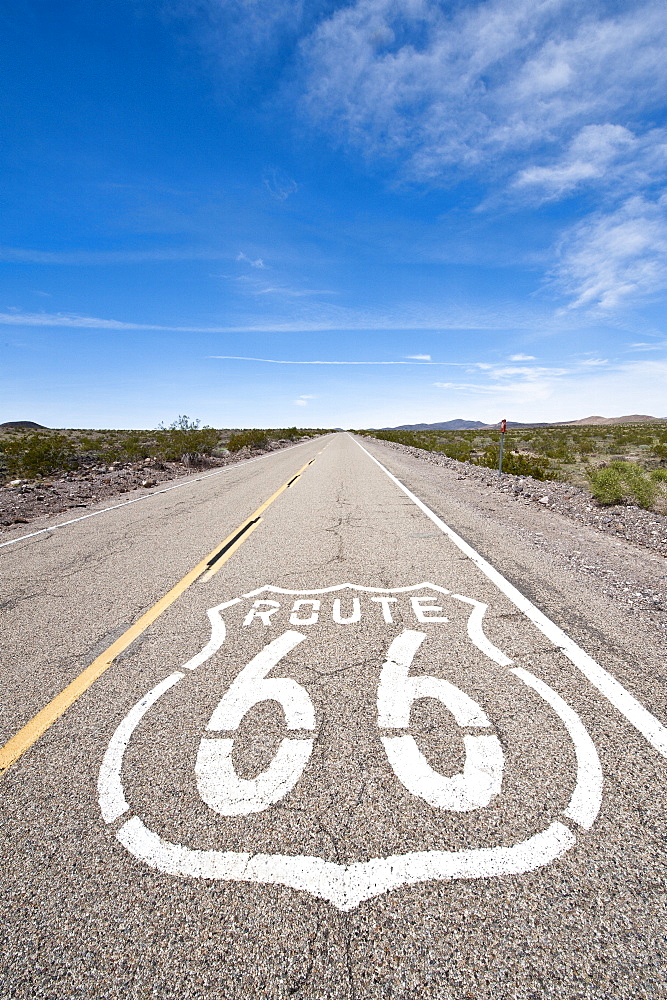 Historic Route 66 sign near Amboy, California, United States of America, North America