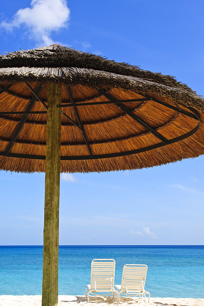 Beach chairs on Grand Anse Beach, Grenada, Windward Islands, West Indies, Caribbean, Central America