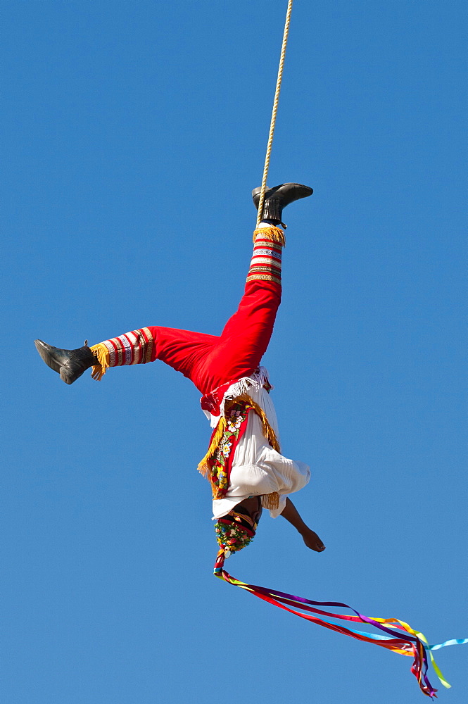 Voladores of Papantla flying men, on the Malecon, Puerto Vallarta, Jalisco, Mexico, North America