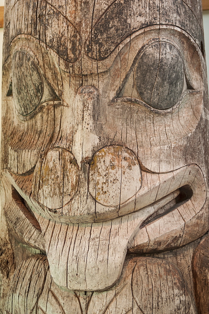 Totem pole at Haida Heritage Centre Museum at Kaay Llnagaay, Haida Gwaii (Queen Charlotte Islands), British Columbia, Canada, North America