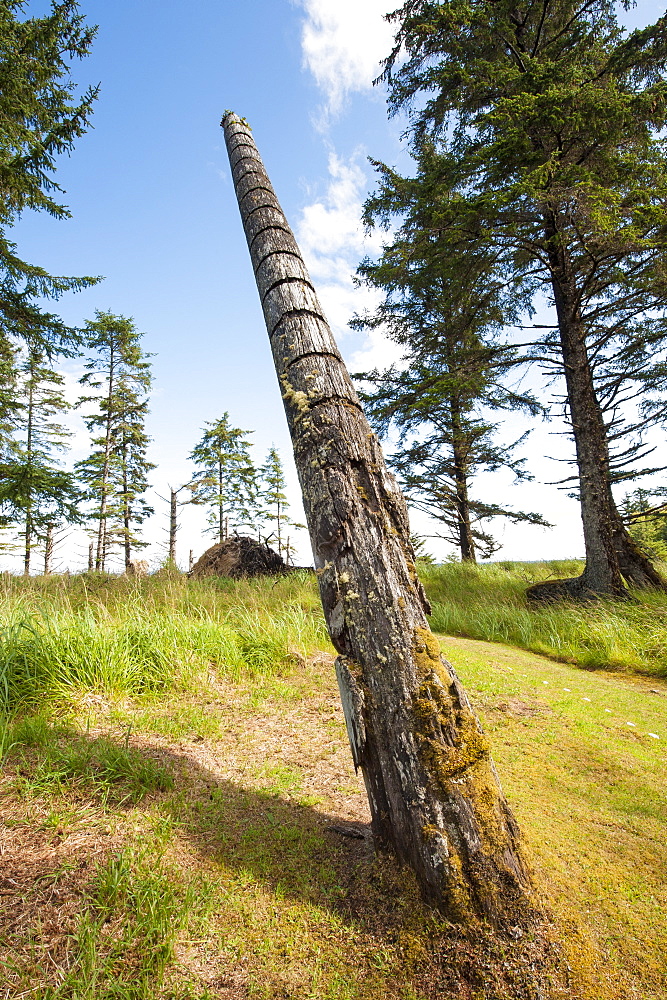 Skedans (Koona) (Koona Llnagaay) (Koona Llnaagay) ancient site in Haida Gwaii (Queen Charlotte Islands), British Columbia, Canada, North America 