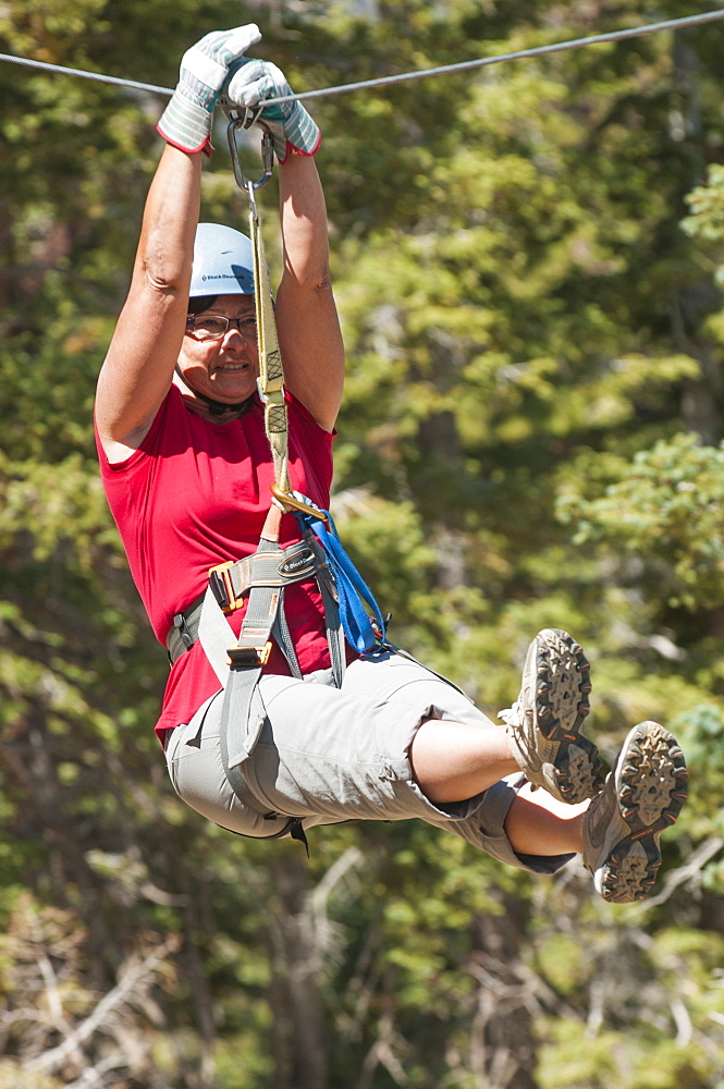 Zip lining, Big Bear Lake, California, United States of America, North America 