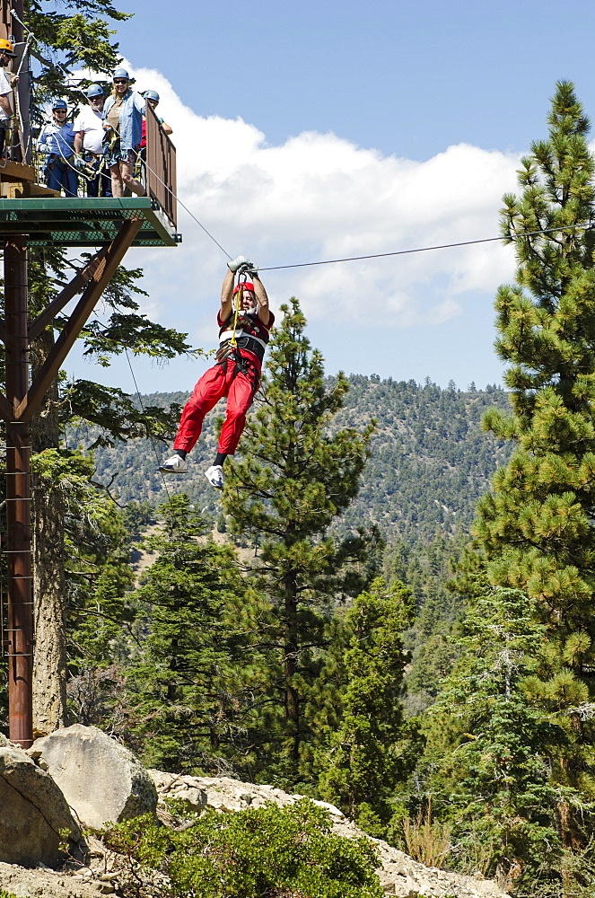 Zip lining, Big Bear Lake, California, United States of America, North America 