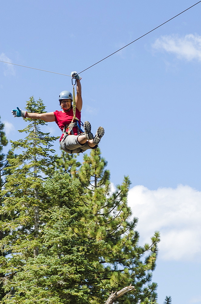 Zip lining, Big Bear Lake, California, United States of America, North America 