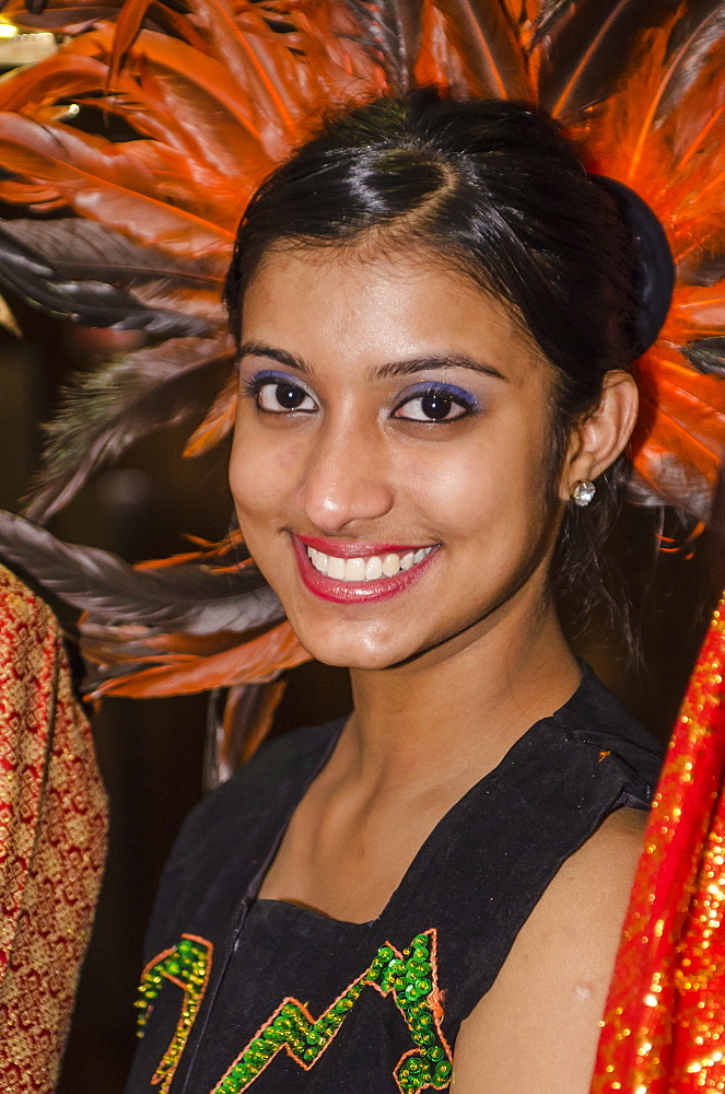 Malaysian female dancer in traditional costume, Malaysia, Southeast Asia, Asia