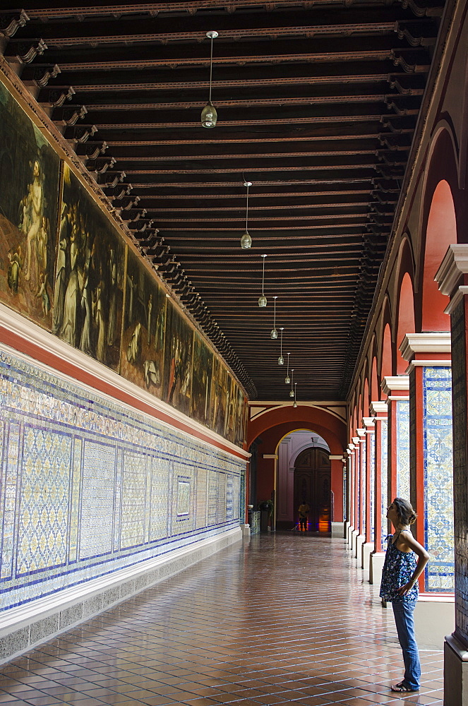 Mosaic walls in the Convent of Santo Domingo, Lima, Peru, South America