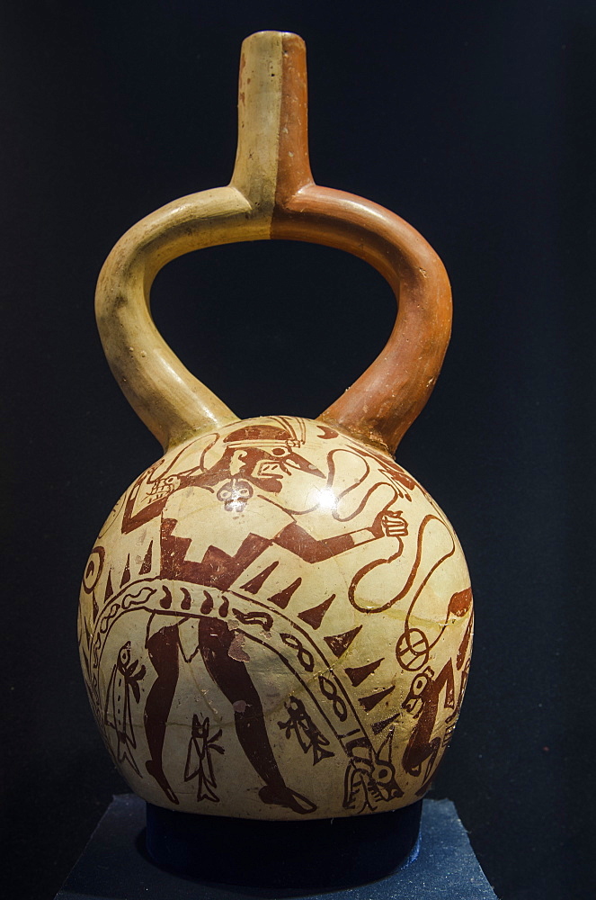 Pre-Columbian pottery in the Museum of Archaeology, Trujillo, Peru, South America