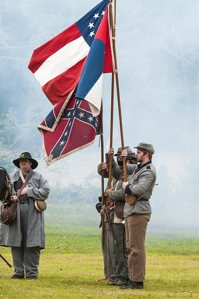 Confederate soldiers at the Thunder on the Roanoke Civil War reenactment in Plymouth, North Carolina, United States of America, North America