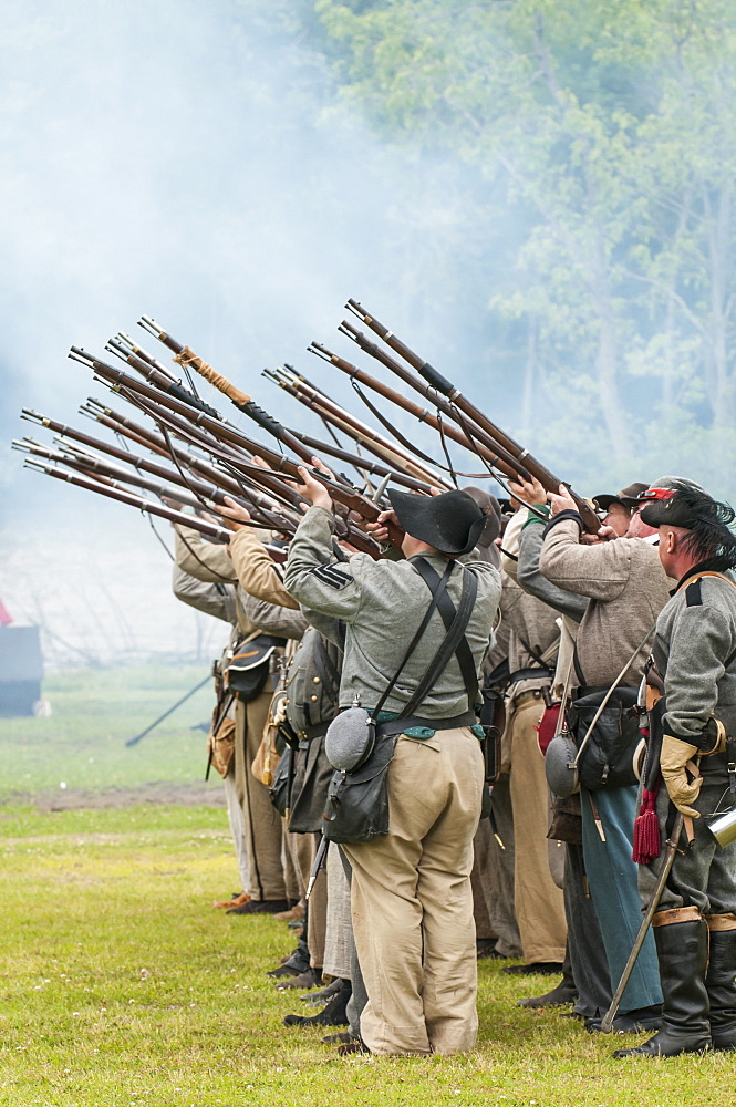 Confederate soldiers at the Thunder on the Roanoke Civil War reenactment in Plymouth, North Carolina, United States of America, North America