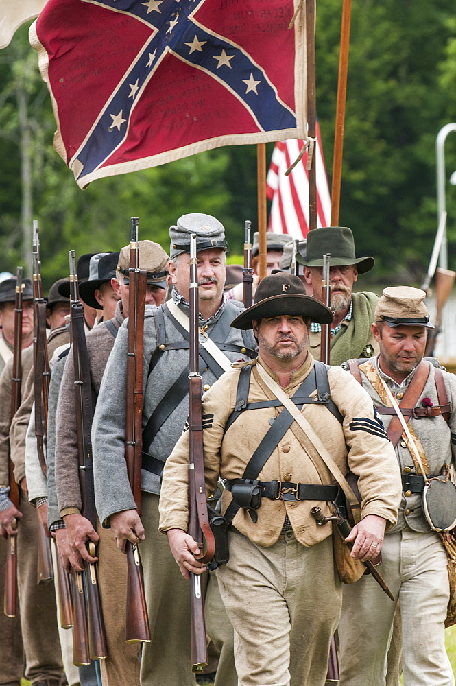 Confederate soldiers at the Thunder on the Roanoke Civil War reenactment in Plymouth, North Carolina, United States of America, North America