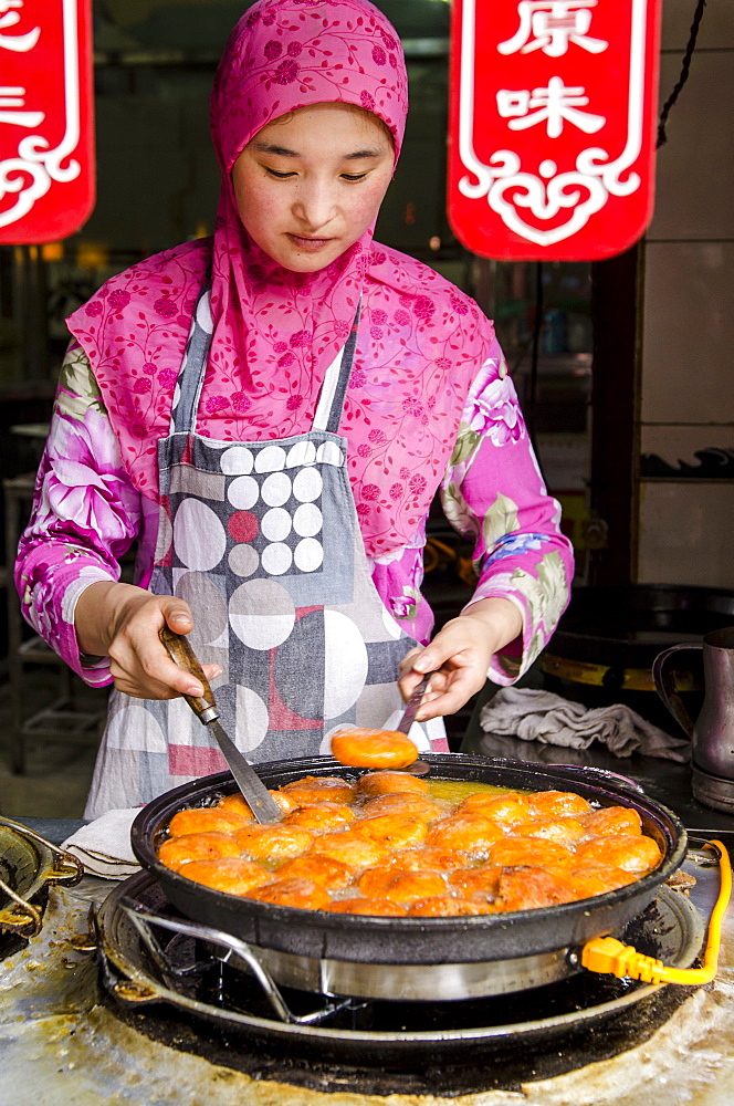 Uyghur food in Muslim Quarter market, Guilin, Guangxi, China, Asia