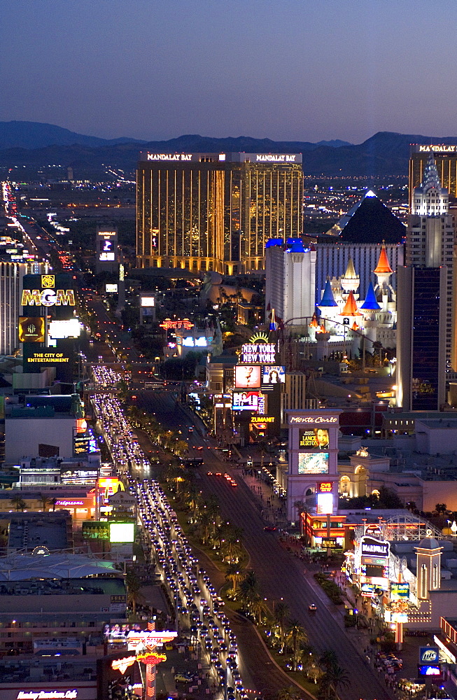 Las Vegas strip at night, Las Vegas, Nevada, United States of America, North America