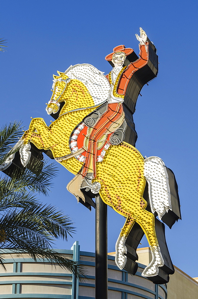 Hacienda Horse and Rider neon was originally installed at the Hacienda Hotel Hotel in 1967, Neon Museum, Las Vegas, Nevada, United States of America, North America