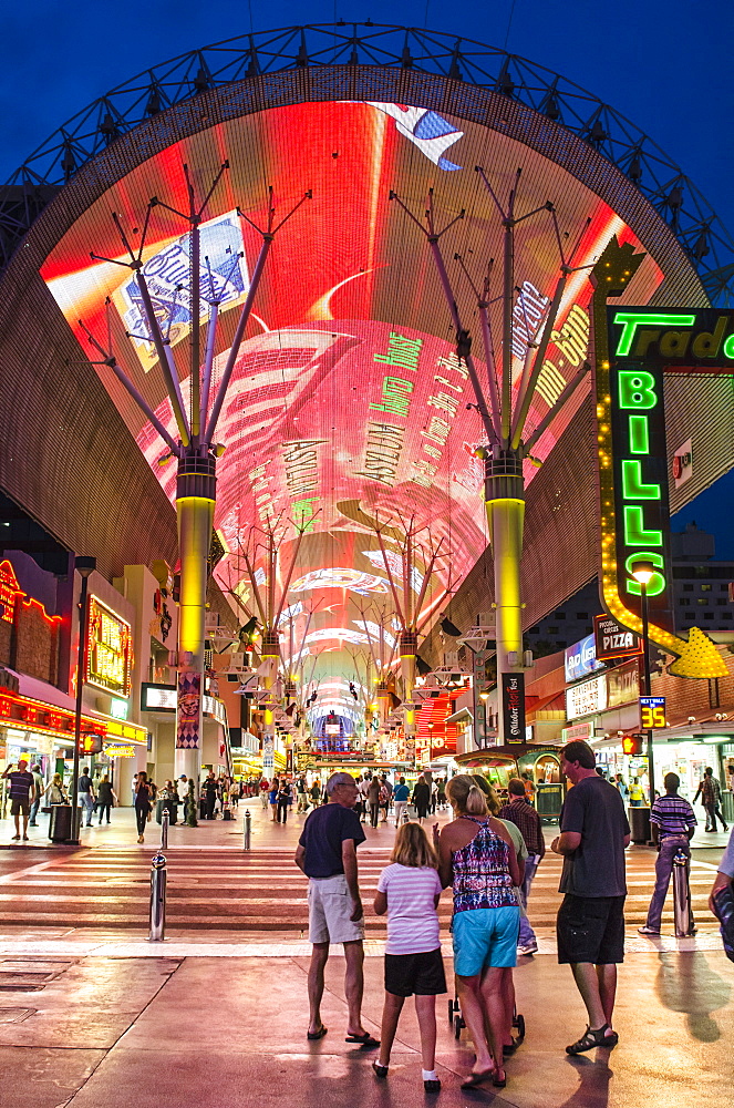 The digital Fremont Experience ceiling display over Fremont Street, Las Vegas, Nevada, United States of America, North America