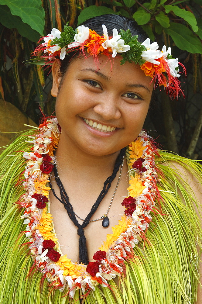 Yapese woman in traditional dance costume, Yap, Micronesia, Pacific