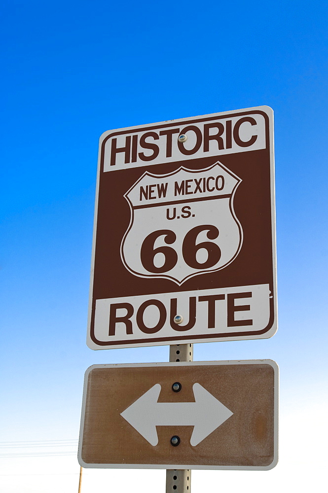 Road sign along historic Route 66, New Mexico, United States of America, North America