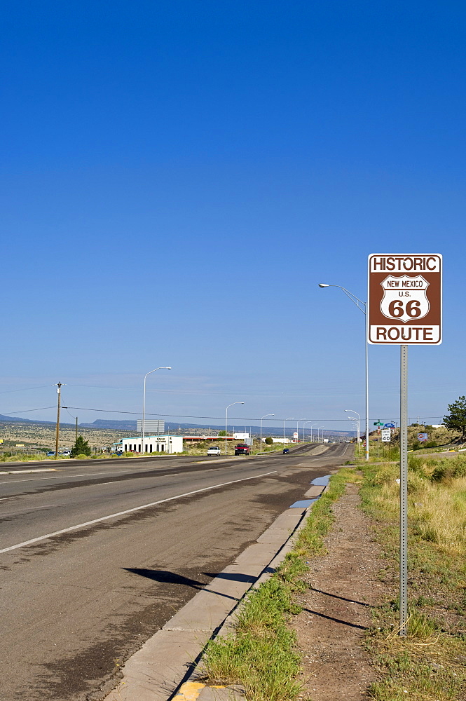 Road sign along historic Route 66, New Mexico, United States of America, North America