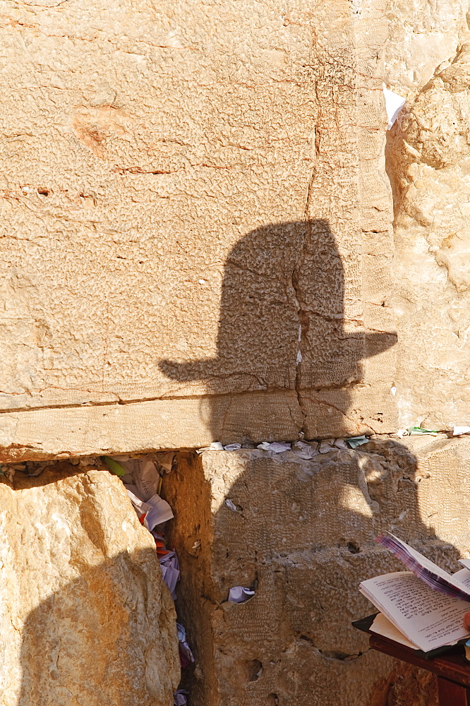 Worshipper at the Western Wall, Jerusalem, Israel, Middle East