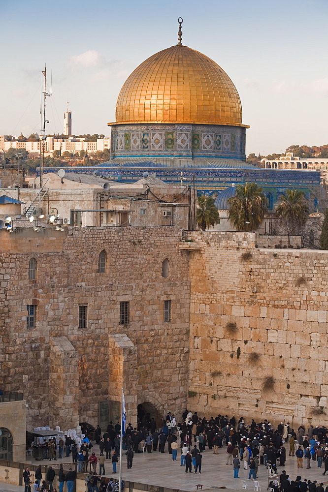 Dome of the Rock and the Western Wall, Jerusalem, Israel, Middle East