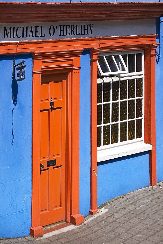 Ireland, County Cork, Kinsale, Colourful terraced house facade .