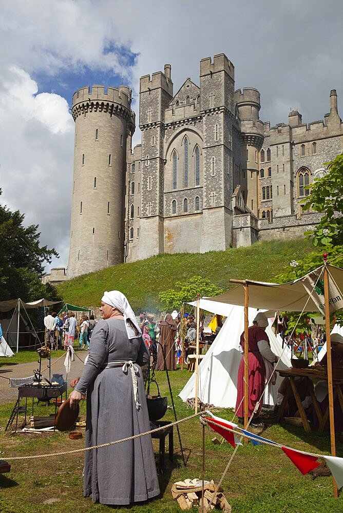 England, West Sussex, Arundel, Jousting festival in the grounds of Arundel Castle.