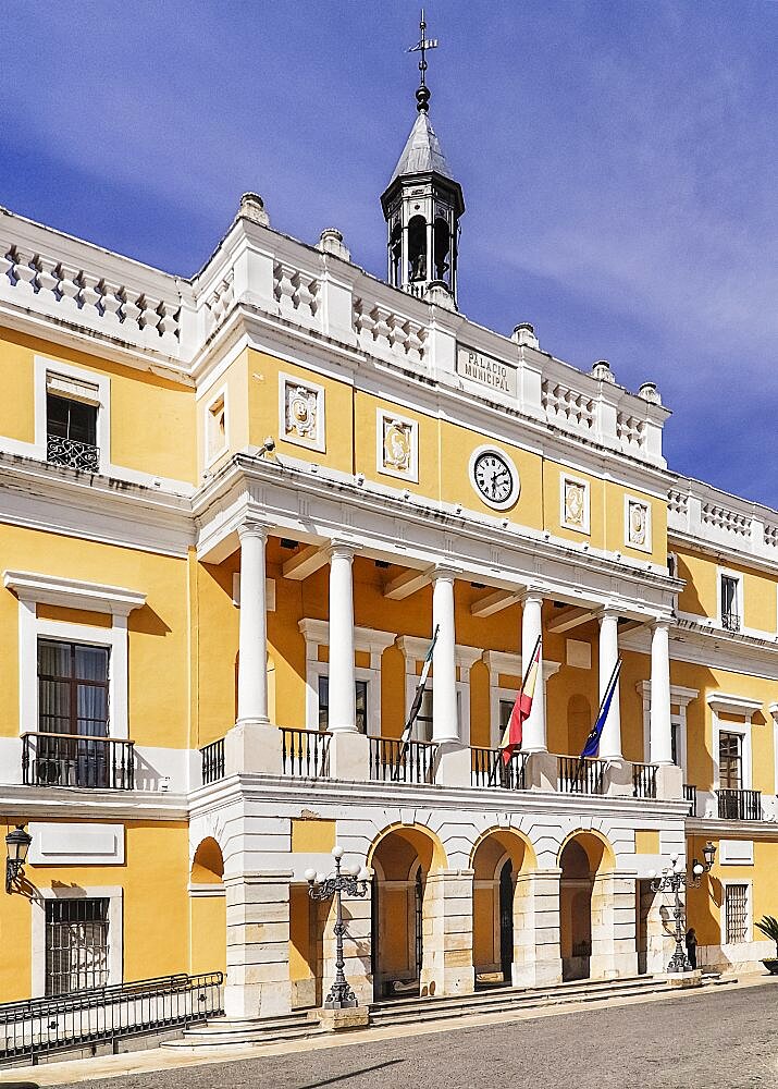 Spain, Extremadura, Badajoz, Exterior of the Ayuntamiento City hall Building.