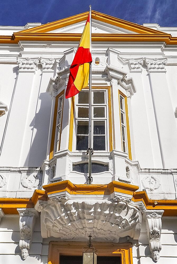 Spain, Extremadura, Badajoz, Detail of regional Government building.