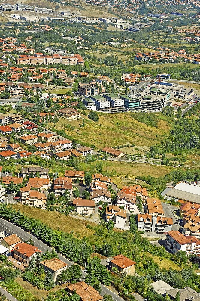 Republic of San Marino, San Marino City, Elevate view over City.