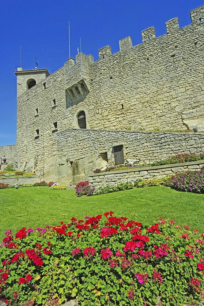 Republic of San Marino, San Marino City, Garden of La Rocca O Guaita or First Tower in Republic.