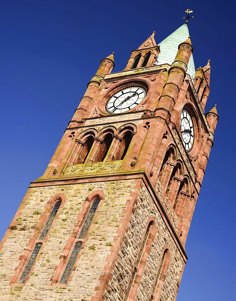 Ireland, North, Derry, The Guild Hall Clock Tower.