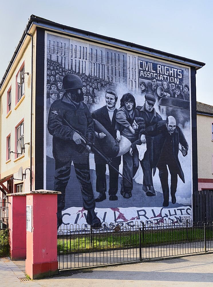 Ireland, North, Derry, The People's Gallery series of murals in the Bogside, Mural known as "Bloody Sunday Mural".