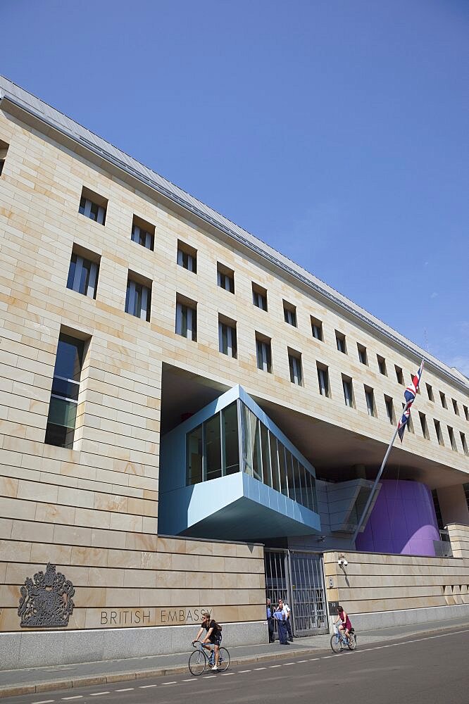 Germany, Berlin, Mitte, Exterior of the British Embassy on Wilhemstrasse designed by Michael Wilford.