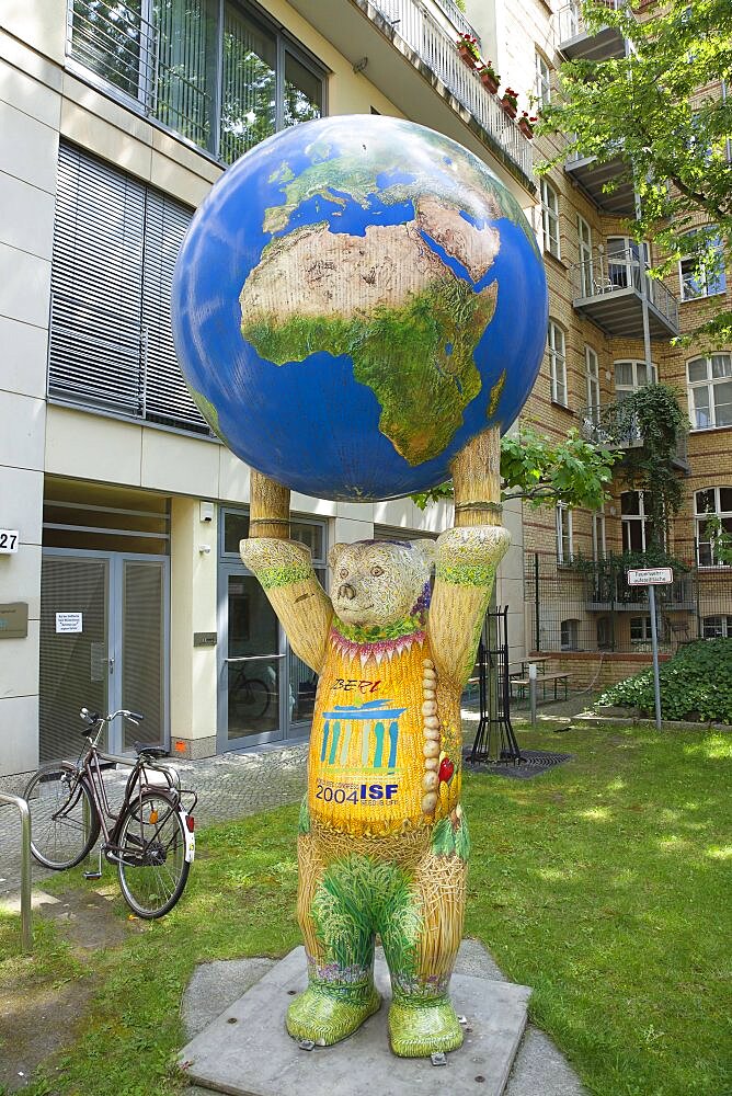 Germany, Berlin, Mitte, Life size fibreglass Buddy bear sculpture.