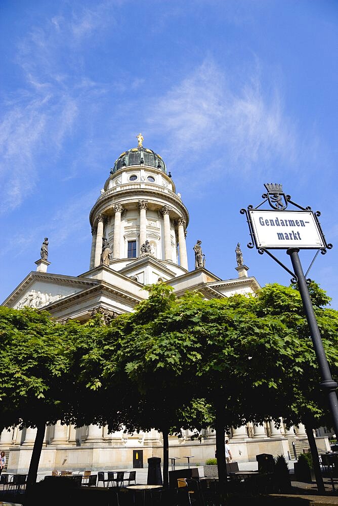 Germany, Berlin, Mitte, The German Cathedral, Deutscher Dom, designed by Martin Grunberg in 1708 and rebuilt in 1993 after being burned down in 1945.