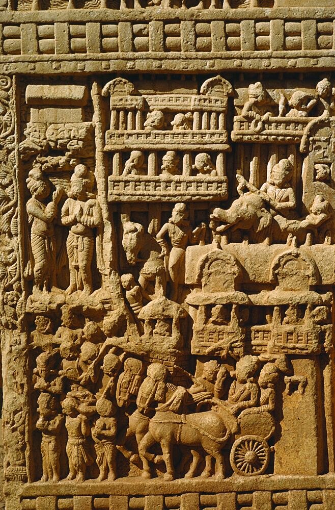 Detail of stupa carving, Sanchi, Madhya Pradesh, India