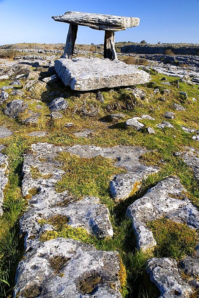 Ireland, County Clare, The Burren, Poulnabrone Dolmen - These stones created a chamber within which the dead were placed