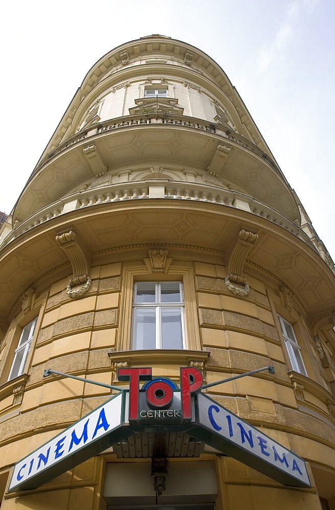 Austria, Vienna, Neubau District, Part view of Art Deco era cinema facade