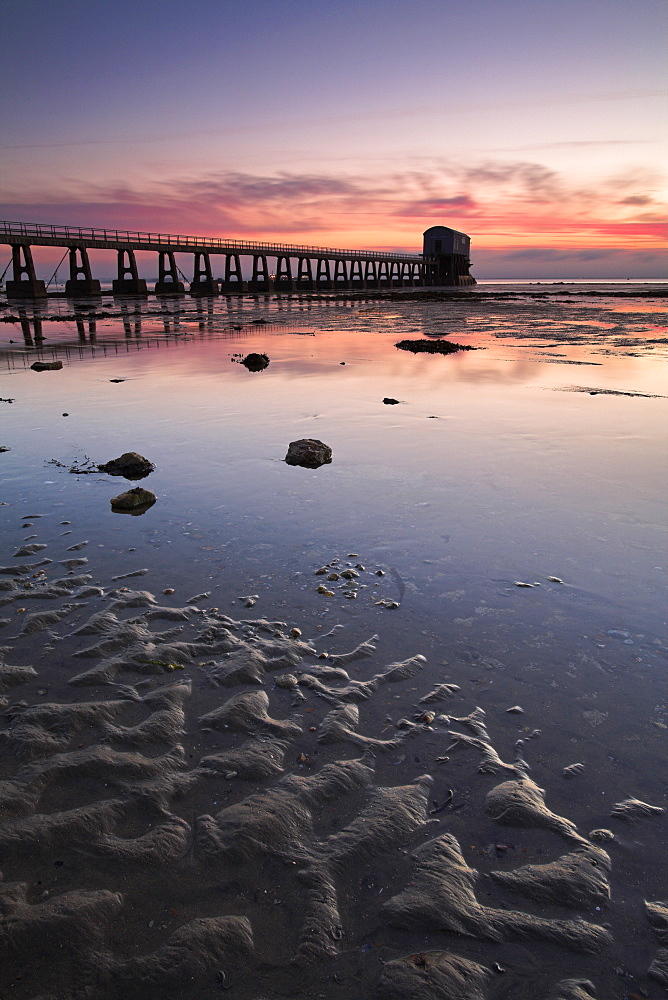 Bembridge lifeboat pier at sunrise, Isle of Wight, England, United Kingdom, Europe