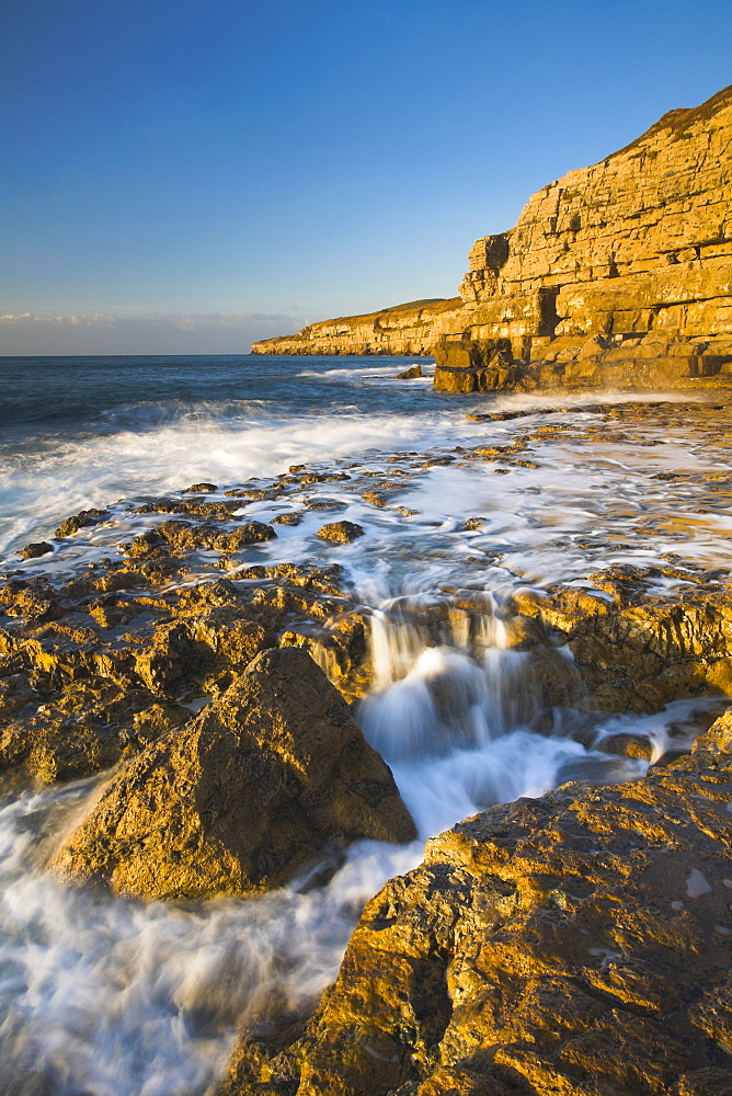 High tide at Seacombe, Isle of Purbeck, Jurassic Coast, UNESCO World Heritage Site, Dorset, England, United Kingdom, Europe