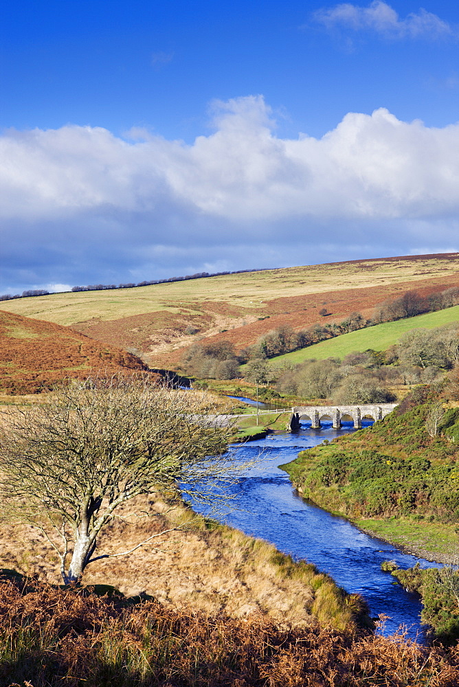 Landacre Bridge spanning the River Barle near Withypool, Exmoor National Park, Somerset, England, United Kingdom, Europe