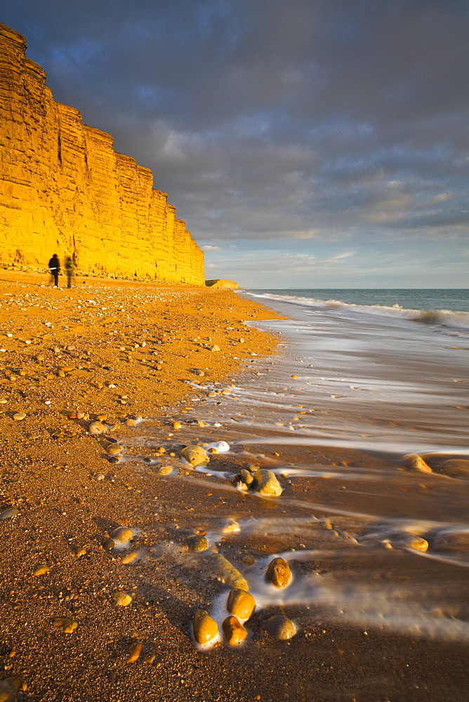 Golden sandstone cliffs at West Bay on the Jurassic Coast, UNESCO World Heritage Site, Dorset, England, United Kingdom, Europe