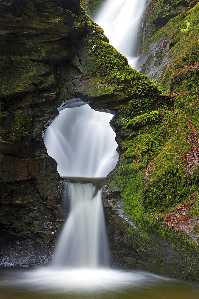 St. Nectan's Kieve waterfall in St. Nectans Glen, near Tintagel, Cornwall, England, United Kingdom, Europe