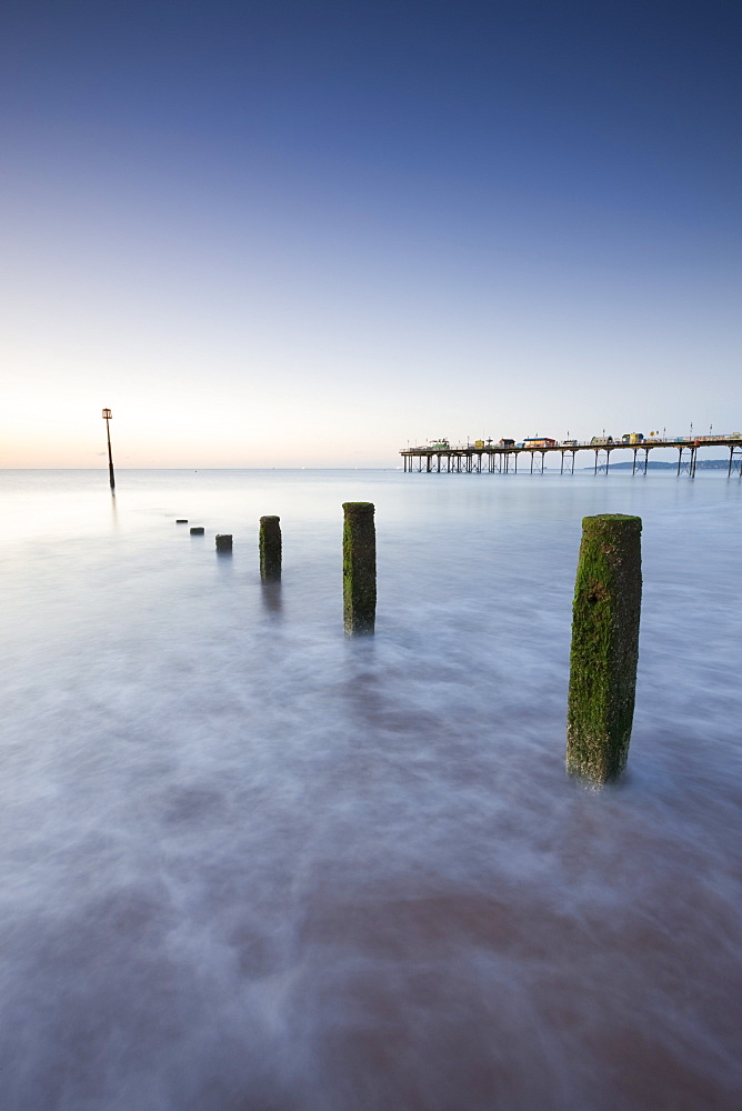 Teignmouth Pier at dawn, Devon, England, United Kingdom, Europe